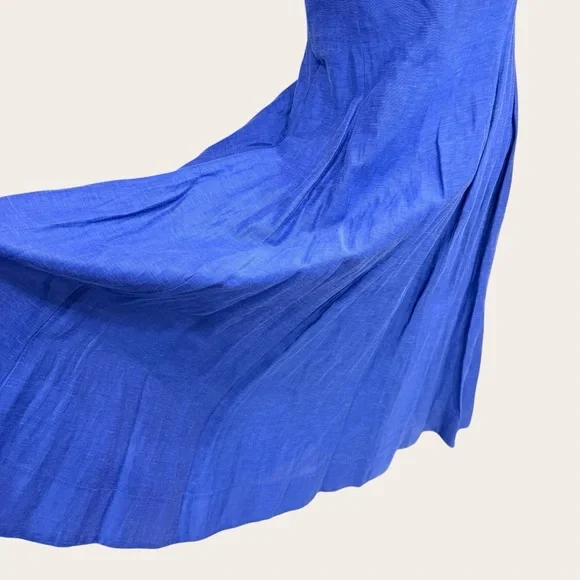 Muse by Marchesa SZ 12 Hydrangea A-Line Sleeveless Linen Blend Dress Agean Blue - Picture 15 of 16